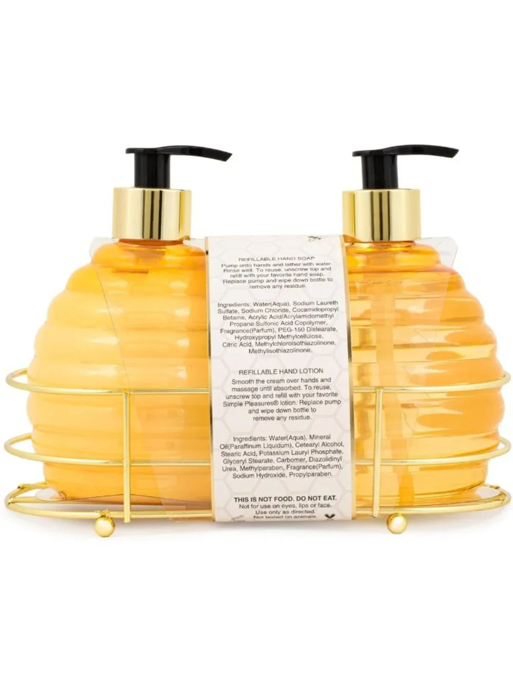 Beehive Honey Lemon Hand Soap Dispenser Set - 2 Pack with Caddy, Refillable